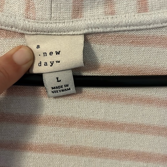 Pink Stripped Cardigan with Pockets | L - Picture 4 of 5